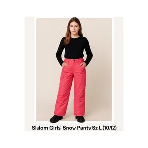 New with tags Slalom Girls L 10/12 Pink Insulated Snow Pants Waterproof Ski